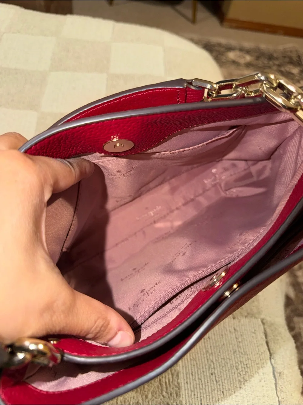 kate spade Red Pebbled Leather Chain-Handle Satchel